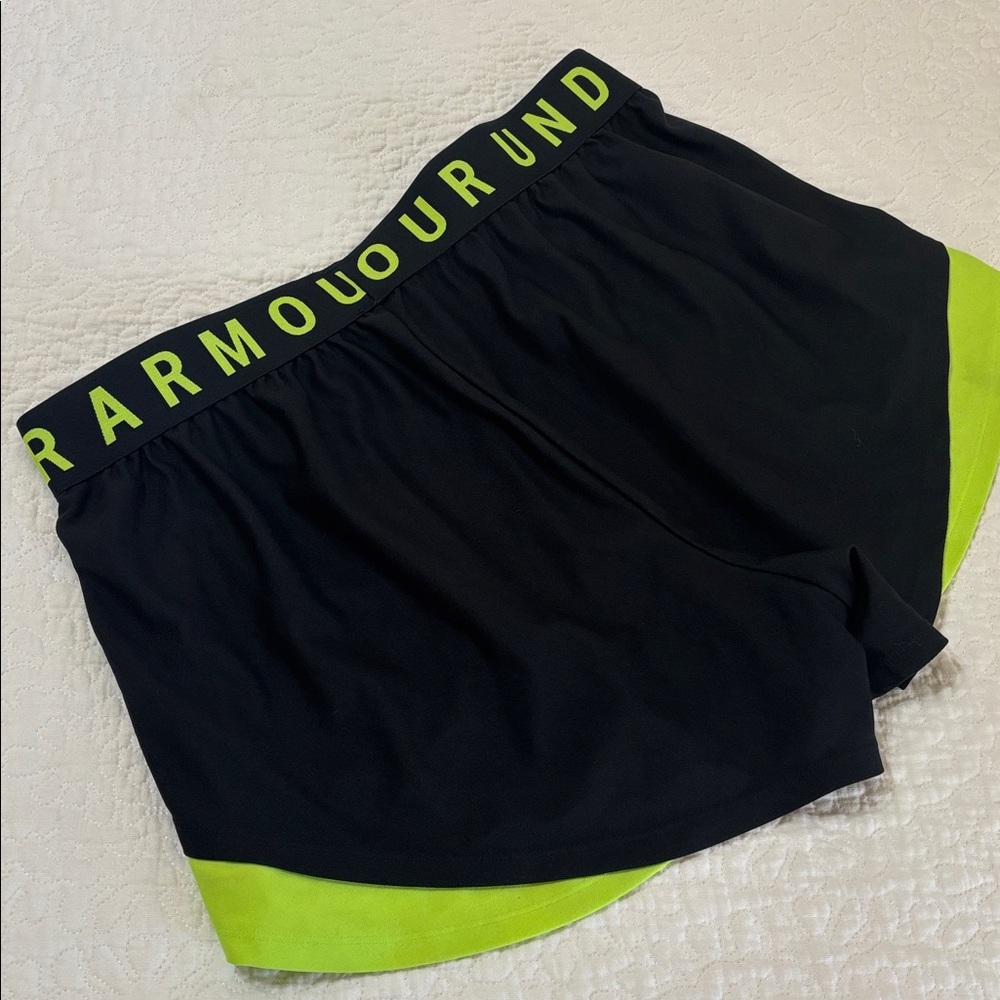 Under Armour Black and Lime Green Performance Shorts - Picture 5 of 8